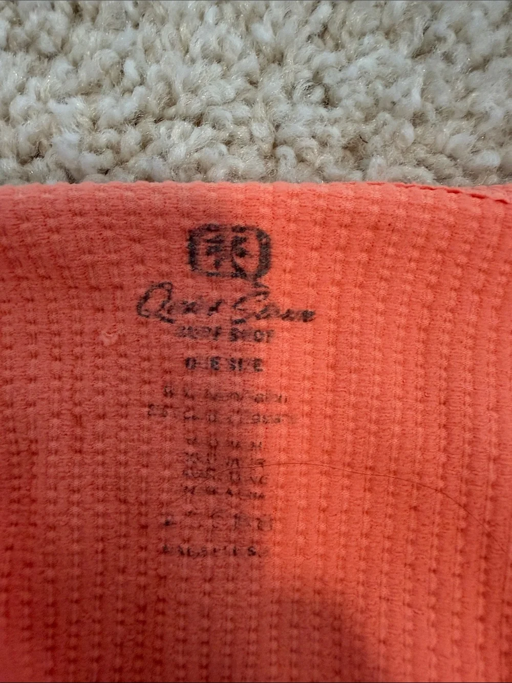 Quiksilver Coral Orange Waffle Knit Top with Logo Print - Picture 2 of 3